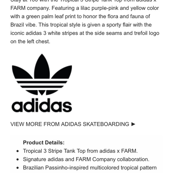 Adidas X FARM Tropical 3 Stripe Tank Top - Picture 6 of 12